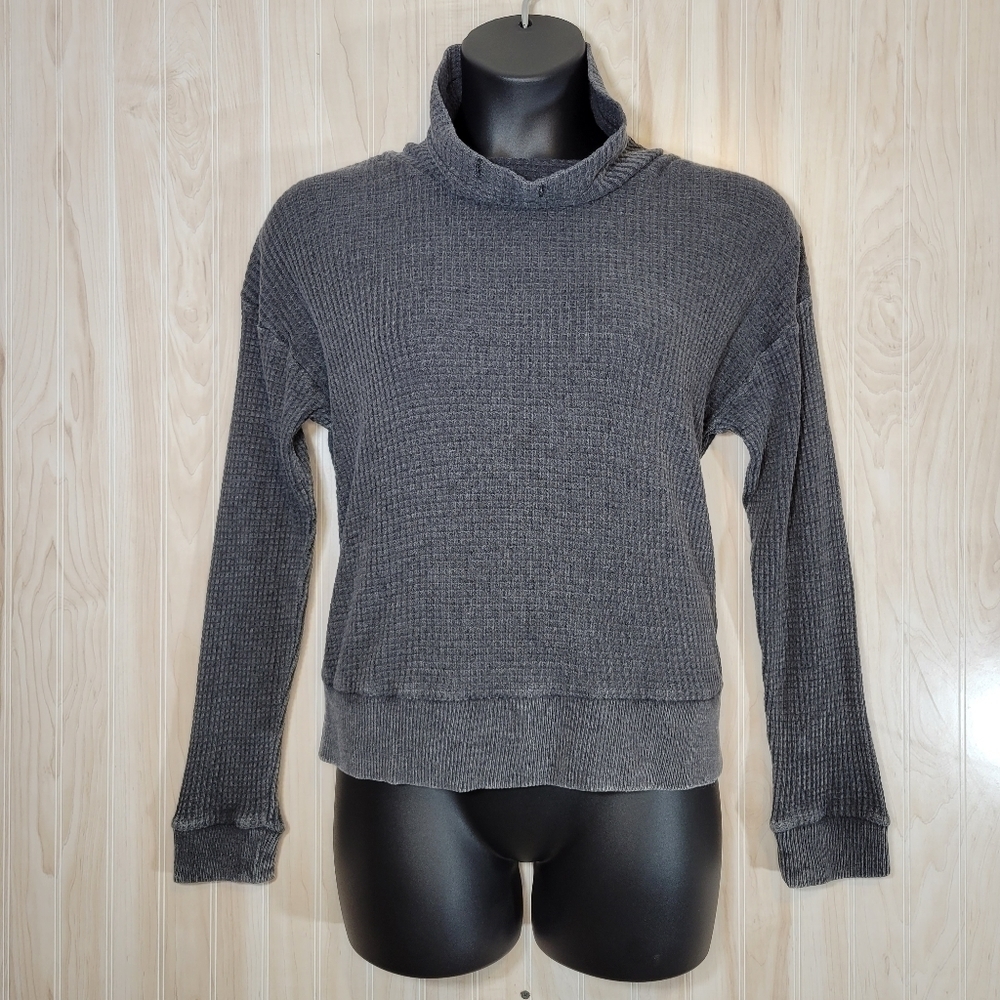 Thread & Supply Gray Waffle Sweatshirt Sz Lg